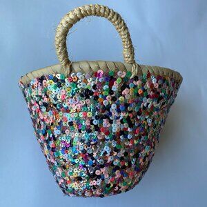 2 Bohemia Sequin Storage Baskets Small Silver (NWT) Large Multi-colored